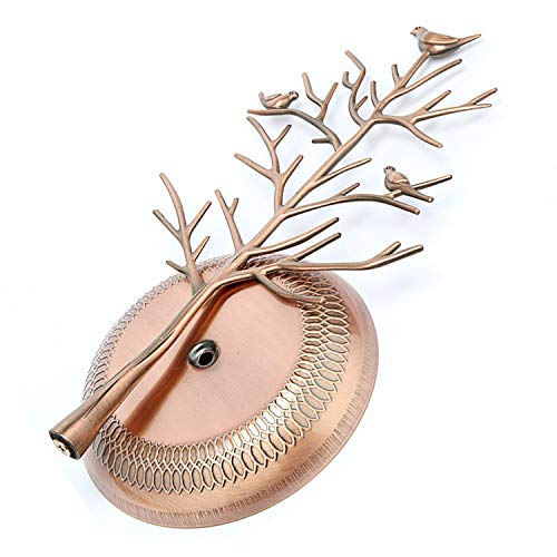 Jewelry Tree Necklace Earring Holder Modern Cute Bird Jewelry Stand for Women Girls Teen Bronze - color: Bronze