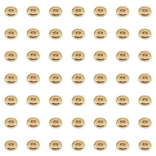 INSPIRELLE 100pcs Heishi Beads 4mm Long-Lasting Disc Brass Rondelle Spacer Beads Pale Gold Plated Flat Round Shape Jewelry Metal Spacers for Bracelet Necklace Jewelry Making - color: Pale Gold, size: 4mm