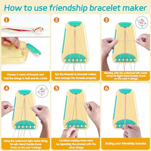 Friendship Bracelet Making Kit for Girls Ages 8-12, Kids Jewelry Making Kit with 28 Pre-Cut Threads and Letter Beads, Arts and Crafts for Kids, Birthday Easter Gifts for 6 7 8 9 10 11 12 Year Old - color: Cyan