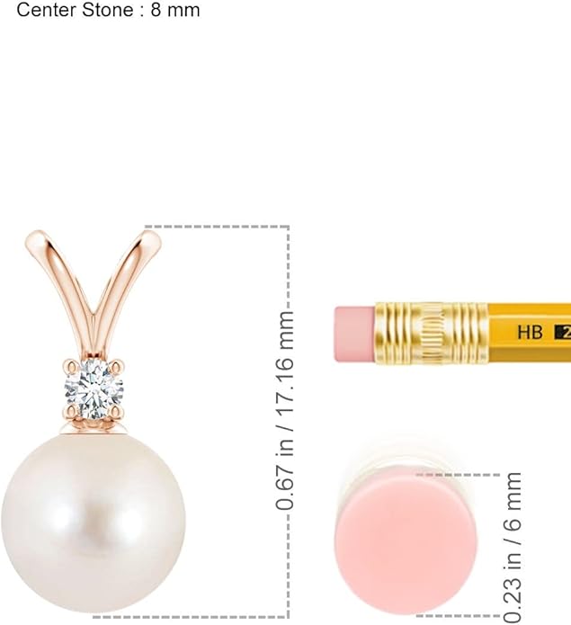 Angara Freshwater Pearl Pendant for Women | Freshwater Pearl V-Bale Pendant in 14K Solid Gold/Platinum With 18" Chain | June Birthday, Anniversary, Gemstone Jewelry Gift