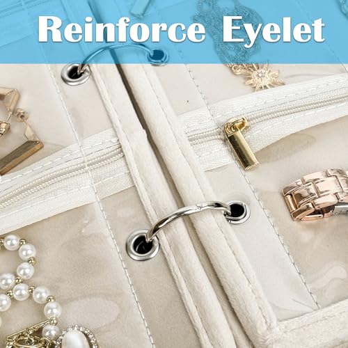 Travel Jewelry Organizer Case, Jewelry Bags Jewelry Storage Book Binder with Clear Zipper Velvet Pouch for Traveling,Earrings, Rings, Necklace, Bracelet (Inner Pages,Beige,3 PCS) - color: Inner Pages,Beige,3 PCS