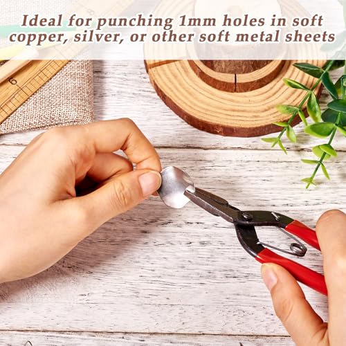 Pandahall Jewelry Hole Punch Pliers Jewelry Pliers Eyelet Pliers Craft Paper Leather Hole-punching Handed Tool Cutter Red Pin:1mm