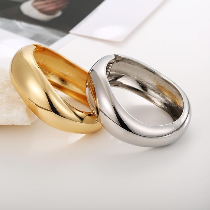 Gold/Silver Cuff Bangle Bracelets For Women Chunky Waterdrop Twisted Hinged Bangle Bracelets Minimalist Arm Cuff Bracelet Jewelry Gifts