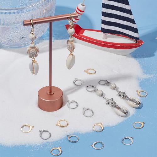 Beebeecraft 1 Box 100Pcs Leverback Earring Findings 18K Gold Plated Stainless Steel Huggie Hoop French Earring Hooks Ear Wire Clasp Clip Dangle for Jewelry Making DIY Findings - color: 100Pcs 18K Gold Platd 304 Stainless Steel #5