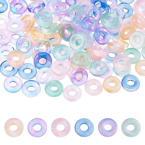 DICOSMETIC 120Pcs 6 Colors Flat Round Glass Beads Crystal Heishi Bead Bulk Transparent European Spacer Beads Small Rondelle Loose Bead for Bracelet Necklace DIY Jewelry Making Crafts