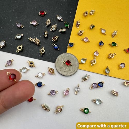 Zirconia Connector Charms Crystal Gold Plated Brass Links for Jewelry Making Bracelet Necklace Earring Pendant Craft Supplies DIY Accessories - color: Round (Mini)-Mix-21Pcs