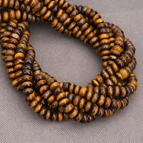 BONNY BOXX Natural 1 Strand 5 * 8mm Classic Tiger Eye Rondelle Beads, Natural Abacus Disk Stone Beads Loose Spacer Gemstone for DIY Bracelet Necklace Jewelry Making - color: Classic Tiger Eye, size: 5*8mm