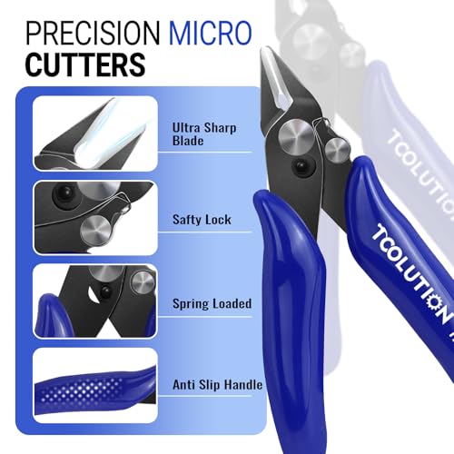 5 Pack 3.5" Wire Cutter for Jewelry Making - Small Flush Cut Pliers with Safty Lock- Electrical Wire Snips for Craft Zip Tie Plastic Model - size: 5 Pack