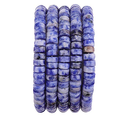 BEADIA Natural Blue Sodalite Spacer Beads Caps Loose Semi Gemstone for Beading Jewelry Making 6mmx3mm 38cm - color: Blue Sodalite, size: Round 6mm x 3mm
