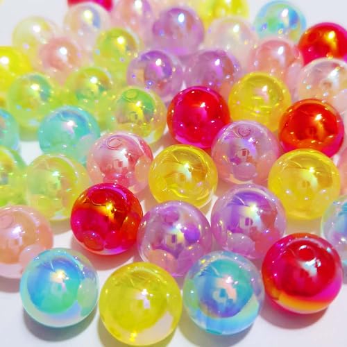Mixed Lots Shiny AB Color Acrylic Bead DIY Beading Hairband Bracelets Necklace Craft Embelishment (Mixed Colors-Semitransparent AB Plated Milk) - color: Mixed Colors-Semitransparent AB Plated Milk