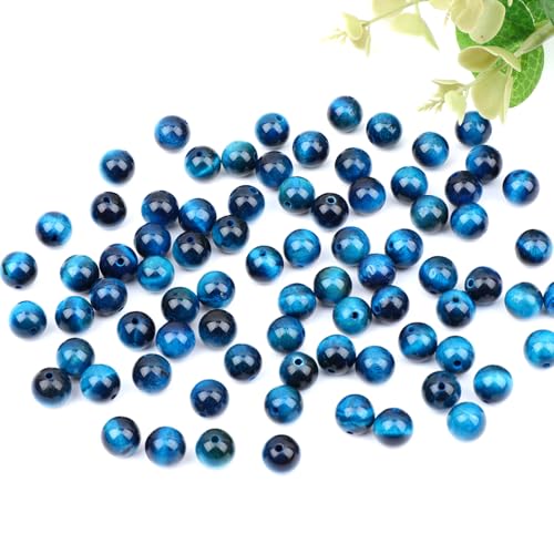 4mm 200pcs Natural Stone Round Beads Genuine Stone Beading Loose Gemstone DIY Charm Smooth Beads for Bracelets Necklaces Earrings Hole Size 1mm (Aquamarine Tiger's Eye 4mm) - color: Aquamarine Tiger's Eye, size: 4mm