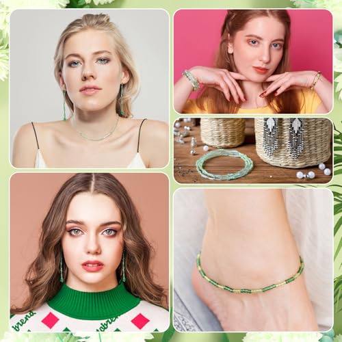Jexine 2 Sets 30 Colors Glass Seed and Bugle Beads Kit Small Loose Craft Beads for Jewelry Making DIY Crafts Bracelets and Necklaces (Green, Cyan) - color: Green, Cyan