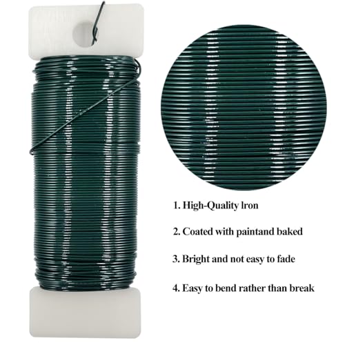 26 Gauge Green Metal Floral Wire, 38 Yards/35 Meters,for Christmas Wreaths,Tree Decoration,Flower Arrangement,Craft Wire,Flower Wire,Garden Wires,Flowers Bouquet Accessories,Jewelry Wires DIY - size: 26Gauge-Green-1P/38Yards