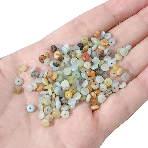 BEADIA Natural Amazonite Disk Stone Beads 4x2mm 160pcs Rondelle Loose Semi Gemstone Beads for Jewelry Making Design - color: Amazonite