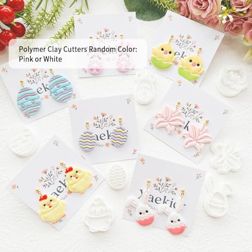 Easter Polymer Clay Cutters Set - 12pcs Sharp & Durable Bunny, Chick, Egg & Lily Shapes for DIY Earring Jewelry Making, Soft Clay Crafts & Spring Holiday Supplies - color: 2L color