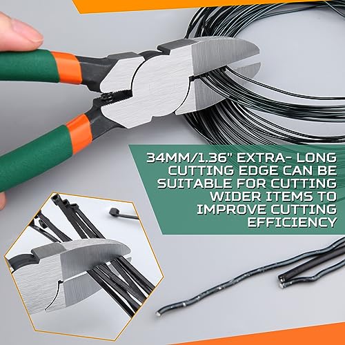 SPEEDWOX Flush Cut Pliers Side Cutting Pliers with Longer Flush Cutting Edge Flush Cutter Wire Cutter for Crafts Flush Cut Trimmers Craft Cutter Model Tools Flush Cut Snips Plastic Pliers Hand Tools - size: 8"