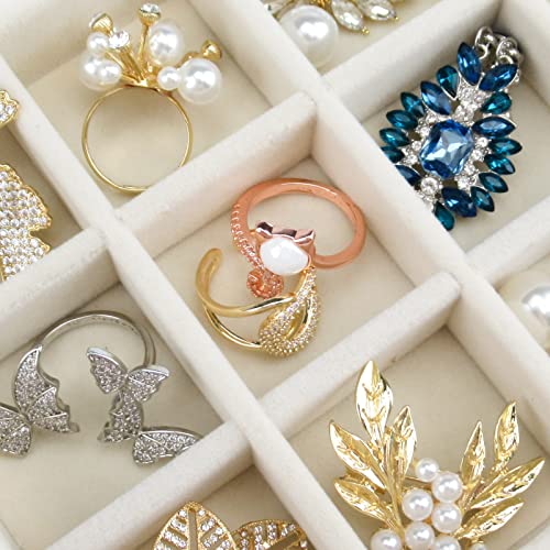 Weiai Acrylic Jewelry Box 3 Drawers, Velvet Jewellery Organizer, Earring Rings Necklaces Bracelets Display Case Gift for Women, Girls, Beige - color: Beige