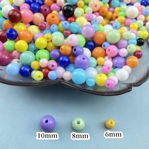 200pcs Acrylic Round Beads 10mm Round Spacer Plastic Pastel Beads Craft Beads with Hole for DIY Bracelet Necklace Jewelry Making Supplies Handmade Craft(Lemon Yellow) - color: Lemon Yellow, size: 10mm