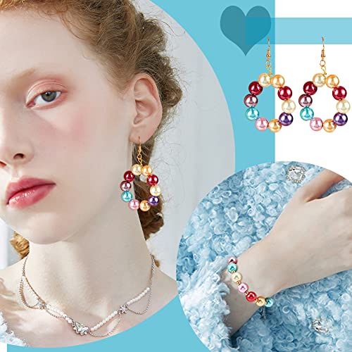 PH PandaHall 10mm Pearl Beads 100pcs Craft Pearls Satin Luster Faux Pearl Beads Mixed Round Glass Pearl Beads Dyed Loose Spacer Beads Pearlized Beads for Jewelry Necklace Craft Making Vase Fillers - size: 10mm