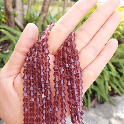 250pcs Czech 6mm (0.24 Inch) Faceted Bicone Crystal Glass Loose Beads Spacer Bulk Burgundy Red for DIY Craft Jewelry Making CCB611 - color: Burgundy, size: 6mm - 250pcs