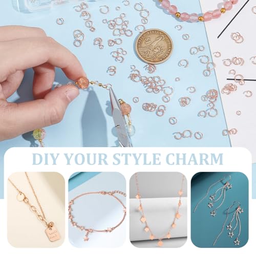 UNICRAFTALE 250pcs 3/4/4.5/5/6mm Open Jump Rings Rose Gold Jump Rings Stainless Steel Round O Rings Connectors for Chainmail Jewelry Bracelet Necklace Making - color: Rose Gold