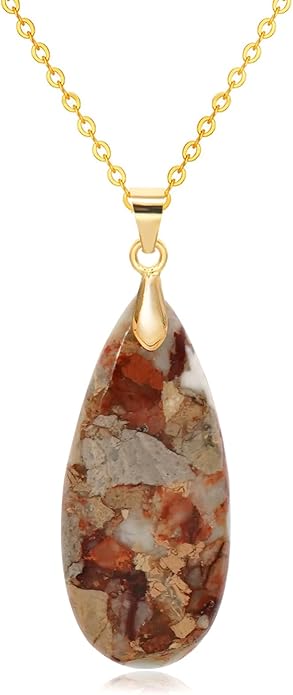 Stone Necklaces for Women Teardrop Gemstone Pendant Necklace Natural Stone Chain Necklaces