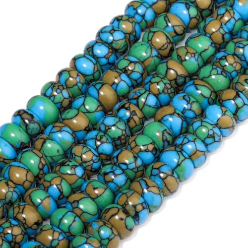 Songxi 5x8mm Natural Flower Malachite Stone Rondelle Beads, 75PCS Spacer Round Loose Abacus Beads for Jewelry Making, Gemstone for Bracelet Necklace Earrings, Arts and Crafts - color: Flower Malachite