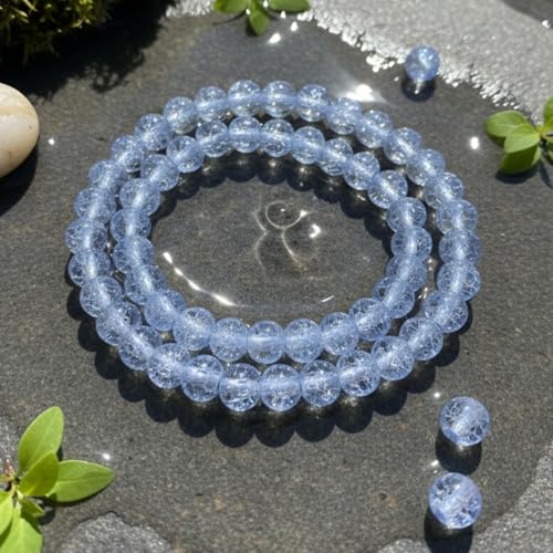 DandS ltd Crackle Lampwork Glass Beads for Jewelry Making, Blue Quartz, Vibrant DIY Bracelets, Necklaces, Beading Supplies & Craft Kits for Handmade Jewelry, 80pcs 0.39 inch (10mm), #J272-10 - color: Blue Quartz