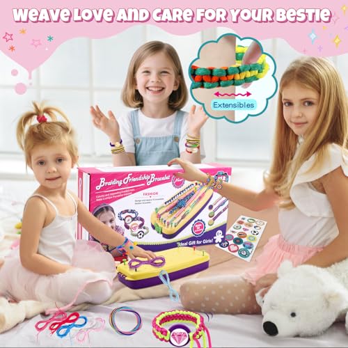 VIDIBESTY Stretchy Bracelet Making Kit for Girls 6-12, Elastic String DIY Arts & Crafts Bulk Toy Set, Friendship Jewelry Maker Tool, Popular Christmas Birthday Gifts for Kids Ages 7 8 9 10 11(112PCS) - style: Friendship Bracelet