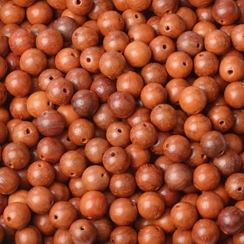 6mm Massive Beads Natural Wooden Round Loose Beads Jewelry Making with Thread 200 PCS(Padouk, 6mm) - color: Padouk, size: 6mm
