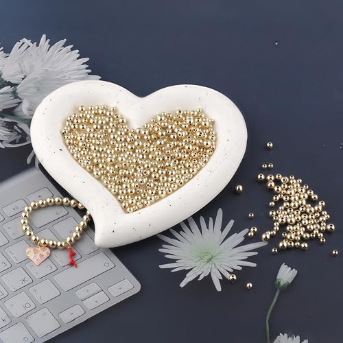 480pcs 2/2.5/3/4/5/6mm 14K Gold Filled Round Spacer Beads,Ball Seamless Spacer Beads,for DIY Jewelry Bracelet Necklace Making Findings (14K Gold) - color: 14K Gold