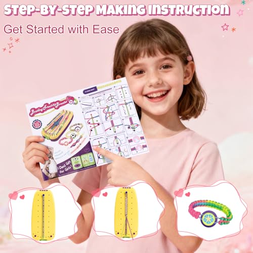 VIDIBESTY Stretchy Bracelet Making Kit for Girls 6-12, Elastic String DIY Arts & Crafts Bulk Toy Set, Friendship Jewelry Maker Tool, Popular Christmas Birthday Gifts for Kids Ages 7 8 9 10 11(112PCS) - style: Friendship Bracelet