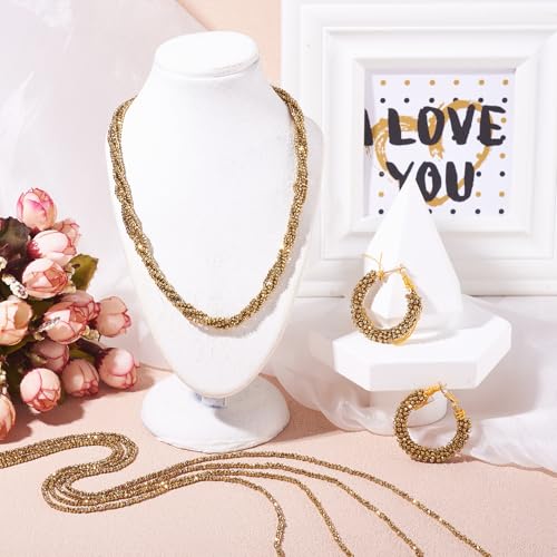 FASHEWELRY 10 Strands Faceted Crystal Glass Beads 2mm Rondelle Briolette Glass Spacer Beads Light Gold Plated for Necklace Bracelet Jewelry Making - color: Light Gold Plated, size: 2mm