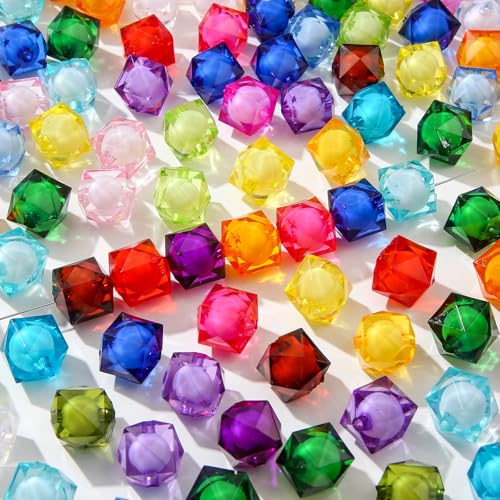 16mm Color Acrylic Beads 100pcs Cute Candy Colors Spacer Beads Loose Beads for DIY Crafting Necklace Bracelet Jewelry Making Keychain (Blue&Purple&Pink) - color: blue&purple&pink