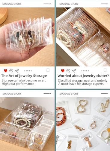 100Pcs Anti Tarnish Jewelry Bags Clear Pvc Jewelry Storage Pouches with Zipper Plastic Packing for Earrings (Rings Bracelet Earrings Oxidizing Set) - color: 100Pcs Rings Bracelet Earrings Oxidizing Set