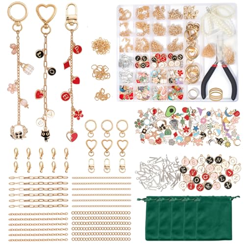 ZOODAMAI Ultimate DIY Charm Making kit- 313 Pieces with Tools, Charms & 5 Velvet Drawstring | Make Your Own Keychains, Jewelry & Personalized Gifts (Complete Beginner-Friendly Set) - size: 313pcs