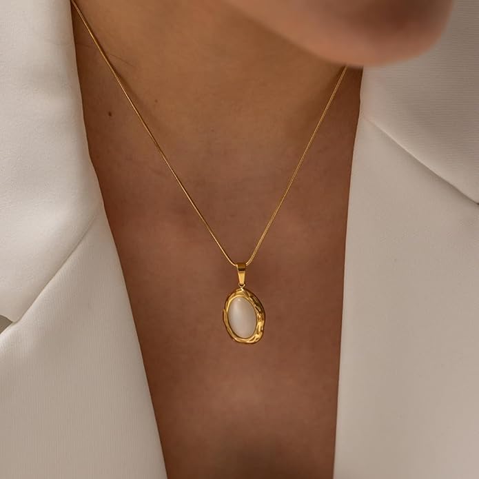 IBARA Women Gold Dianty Necklace Sun Crescent Moon Star Evil Eye Lock Lovely Heart Flower Butterfly Pearl Pendant Coin Necklaces 18K Gold CZ Diamond Filled Chain Boho Beach Simple Handmade Jewelry