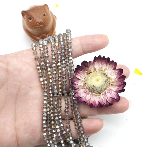 3mm1100pcs Bicone Beads Crystal Glass Faceted Beads for Necklace Bracelet Earrings DIY Jewelry Crafts Making Project (3mm GreyAB) - color: 3mm GreyAB