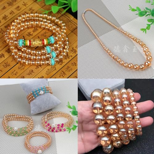 476PCS Round Crystal Glass Beads for Jewelry Making(Champagne Golden), Glass Spacer Loose Beads for Crafts Bracelets Necklaces Charms Pendants 4/6/8/10/12mm - color: Round Glass Beads: Champagne Golden