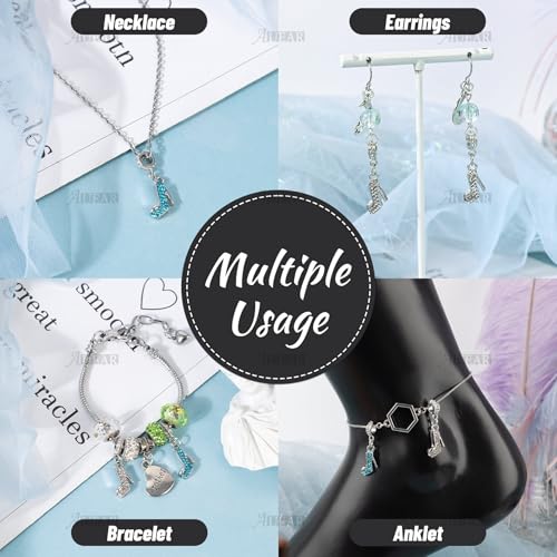 AUEAR, Fashion Crystal High Heel Shoe Shape Charms Bulk Pendant Jewelry Findings for Jewelry Making Necklace Bracelet DIY - color: Silver & Blue