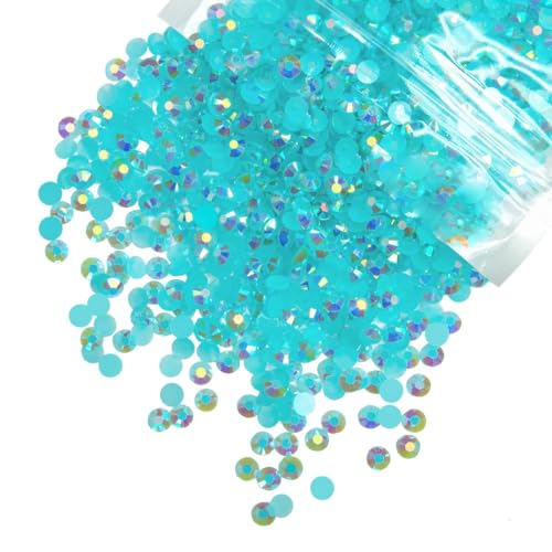 qiipii 3000PCS 4mm Aquamarine AB Resin Rhinestones Lake Blue Flatback Jelly Stones Bulk SS16 Water Blue Diamonds Gems Charms Supplies for Nails Face Eyes Makeup Body Tumblers DIY Crafts Clothes Shoes - color: Aquamarine Ab, size: 4mm Bulk