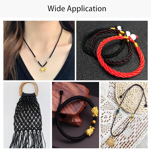 Markcain 2mm x 110 Yards Black Nylon Cord, Beading Thread for Bracelets, Necklaces and Wind Chime Crafts - size: Black