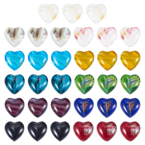 Heart Lampwork Glass Beads Millefiori Sweet Heart Spacer Bead, Craftdady 66Pcs Mixed Color Handcraft Love Loose Beads for DIY Bracelet Necklace Earring Jewelry Making - color: Colorful