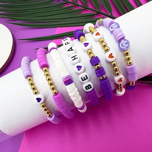 Purple Clay Beads for Bracelets, Heishi Beads for Women Friendship Bracelet Kit, 5000 pcs for Jewelry Making and Crafts - color: Purple