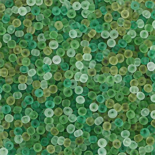 4mm Frosted Glass Seed Beads for Jewelry Making, 1000pcs Tiny Glass Bead Matte Pony Loose Spacer Beads for Beading, Friendship Bracelet, Pendants, Necklaces, DIY Crafting, Green - color: Green