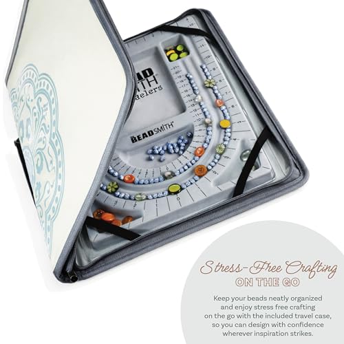 The Beadsmith Bead Folio – Basic Elements – 28” U Channel Bead Board with Lid and a Zippered Storage Case – Keep Your Designs, Beads & Tools Secure – Jewelry Making Supplies - size: 28" - U Channel Folio