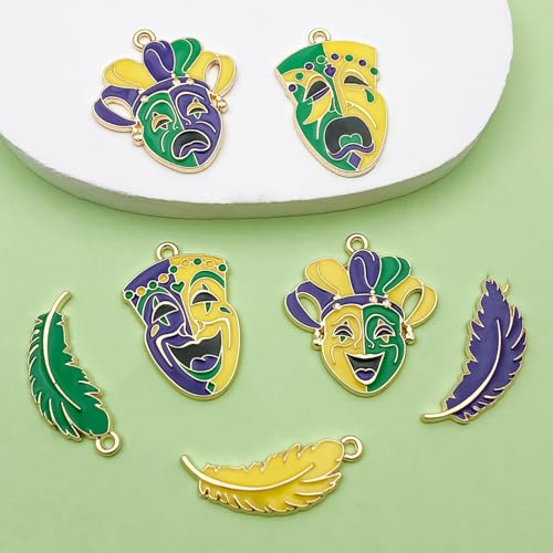Sailanzi 21pcs Alloy enamel carnival classic comedy tragedy mask Jewelry Making DIY Keychain Earrings Pendant Various Design Charms for Jewelry Making Bracelets Necklace(SN1095) - color: SN1095