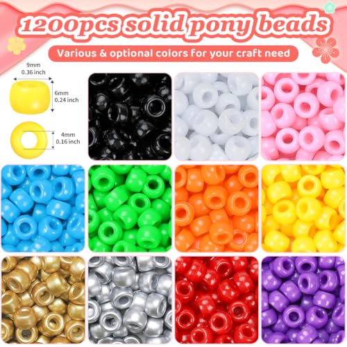 IOOLEEM Golden Color Pony Beads,1200pcs Beads for Bracelets Making & Hair braiding, Kandi Friendship Bracelets & Jewelry Making. - color: Golden-color