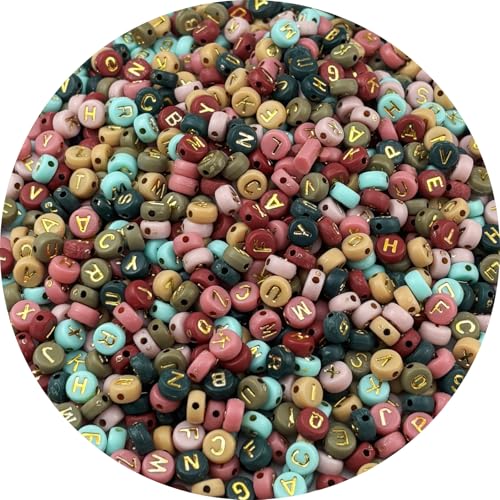1000pcs Round Letter Beads 4x7mm Acrylic Alphabet Beads Spacer Beads for Jewelry Making Bracelets Necklace Earring Key Chains DIY Craft(U-Gold Letter Chocolate Bead) - color: U-Gold Letter Chocolate Bead
