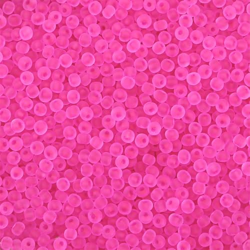 4mm Frosted Glass Seed Beads for Jewelry Making, 1000pcs Tiny Glass Bead Matte Pony Loose Spacer Beads for Beading, Friendship Bracelet, Pendants, Necklaces, DIY Crafting, Dark Fuchsia - color: Dark Fuchsia